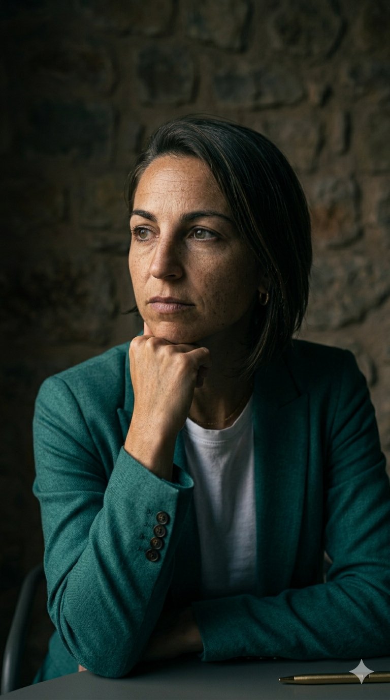 Amandine Foucaud — pensive, murs de pierre